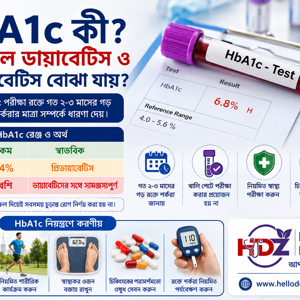 HbA1c কত হলে ডায়াবেটিস ও প্রিডায়াবেটিস বোঝা যায়