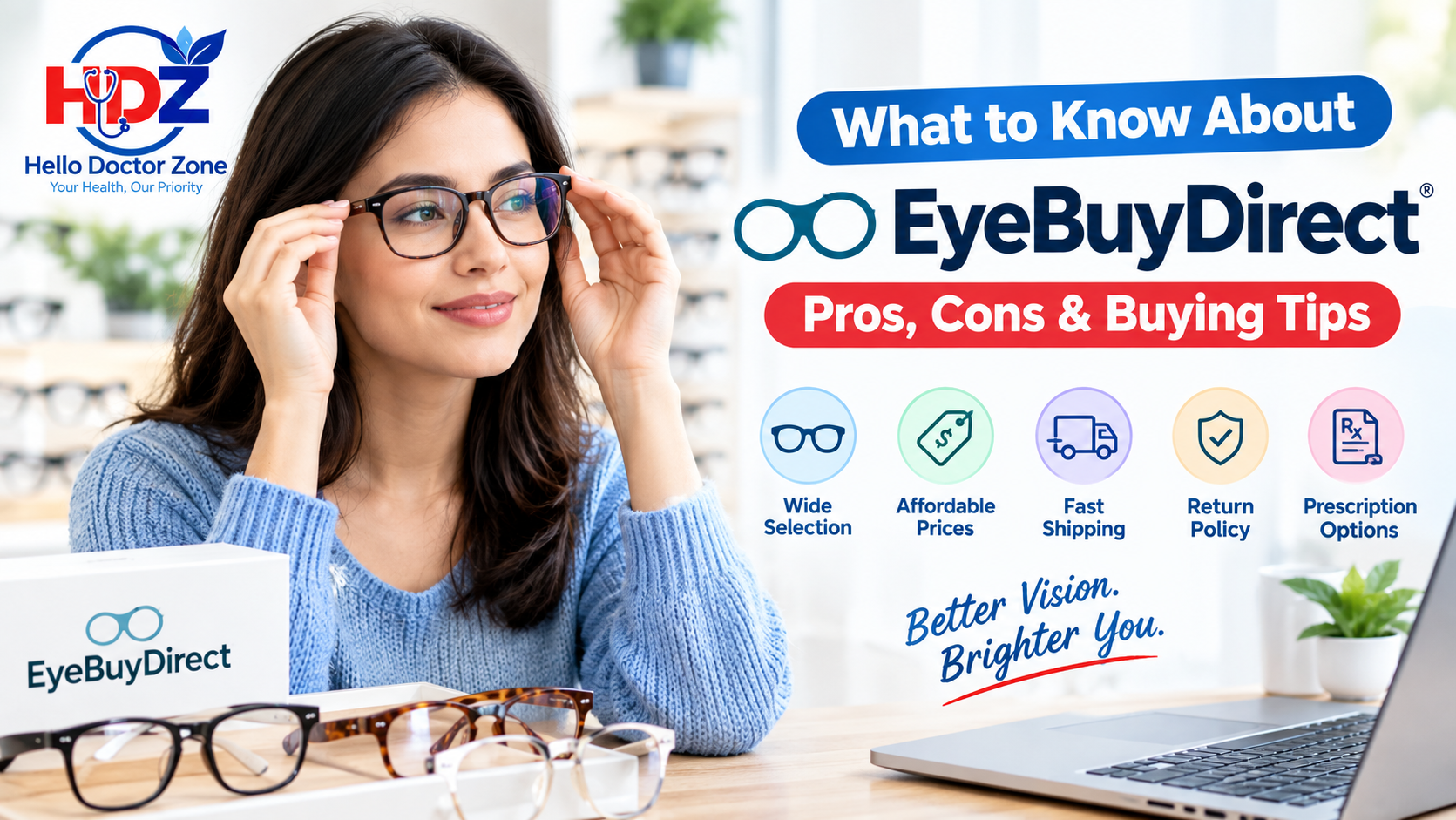 What to know about EyeBuyDirect glasses, pros, cons, and buying tips